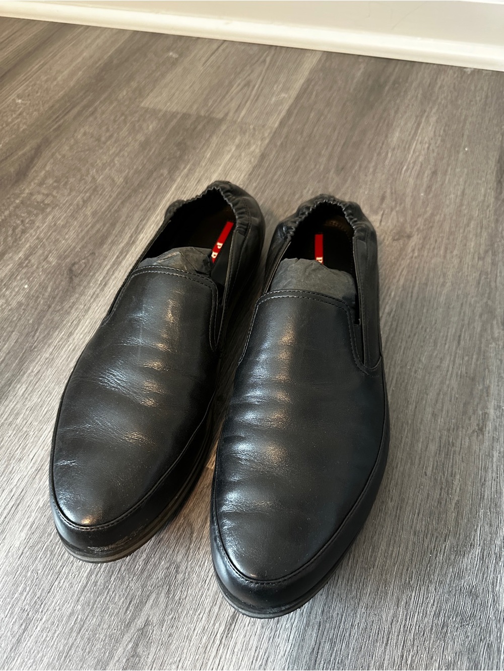 Prada Men's Black Nero Slip-On Leather Loafers